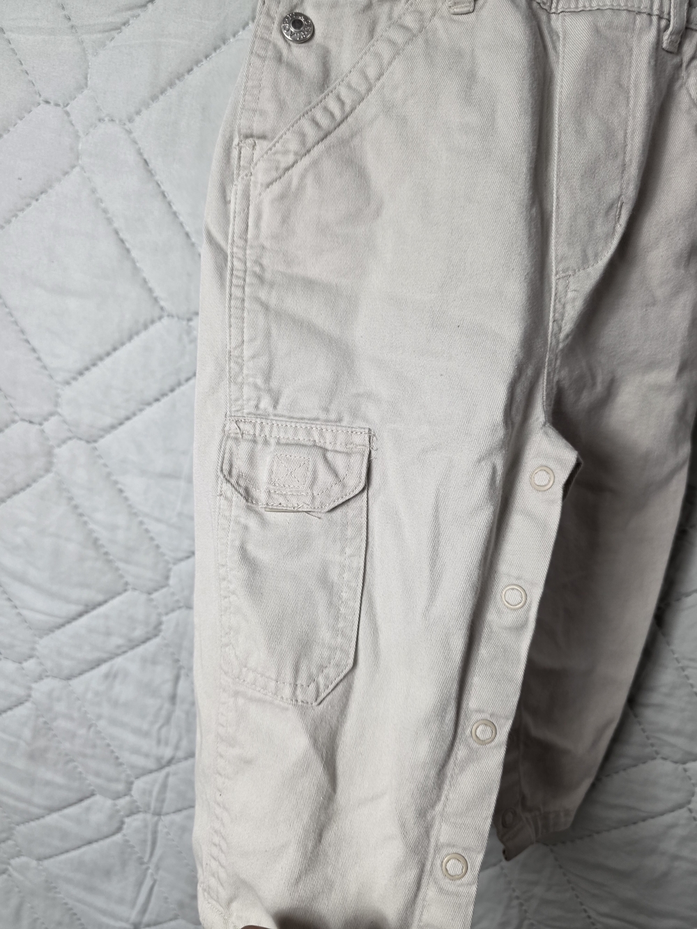 Place  Overalls Toddler Sz 18 Months Chino Cream Chambray Twill Vestbak - Picture 5 of 10
